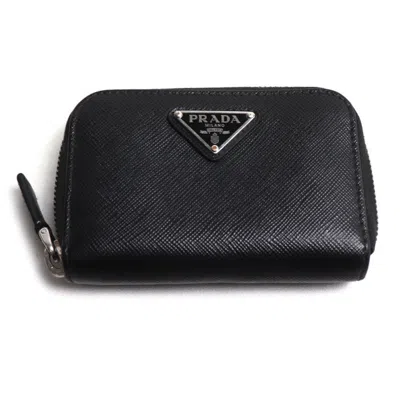 Pre-owned Prada Black Leather Coin Purse/coin Case ()