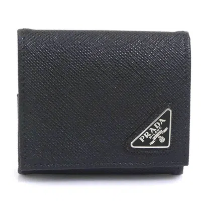 Pre-owned Prada Black Leather Coin Purse/coin Case ()