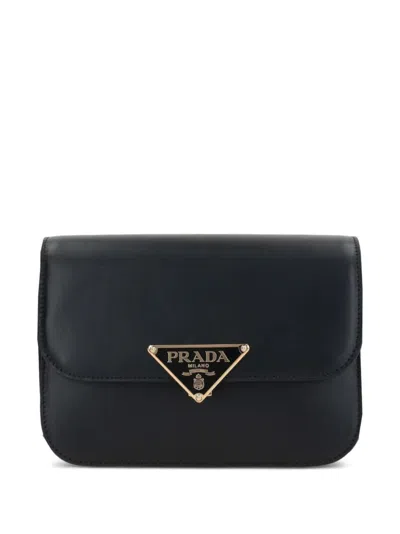 Prada Black Leather Crossbody Bag In Animal Print