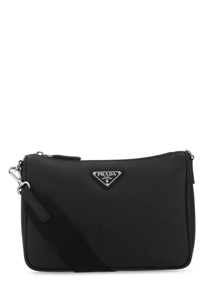 Prada Black Leather Crossbody Bag In Blue