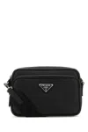 Prada Rectangular Nylon And Leather Crossbody Bag In Nero