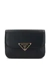Prada Black Leather Crossbody Bag In Red