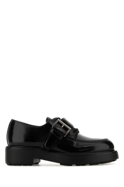 PRADA BLACK LEATHER DIAPASON LACE-UP SHOES