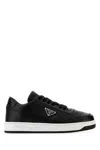 Prada Black Leather Downtown Sneakers In Black