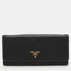 Prada Black Leather Flap Continental Wallet In Black