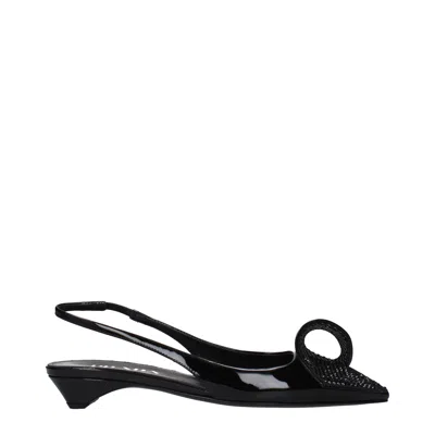 PRADA PRADA BLACK LEATHER FLAT WOMEN'S SANDALS