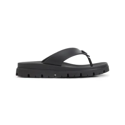 Prada Black Leather Flip-flops In Gray