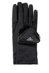 Prada Black Leather Gloves In Black