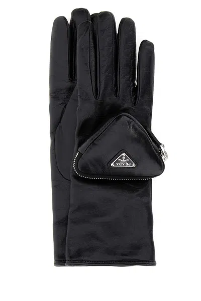PRADA BLACK LEATHER GLOVES