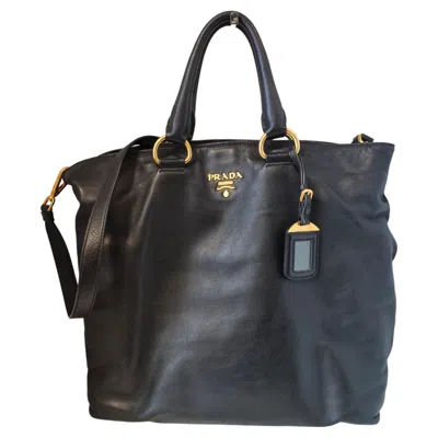 Pre-owned Prada Black Leather Gold Hardware Shoulder Handle Bag