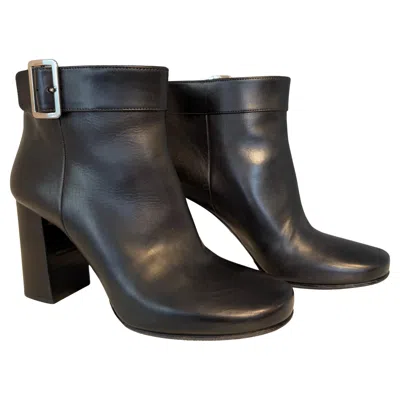 Pre-owned Prada Black Leather Half Boots It 38