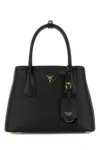 Prada Double Leather Handbag In Nero