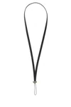 Prada Triangle-logo Leather Phone Strap In Black
