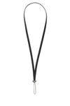 Prada Triangle-logo Leather Phone Strap In Black