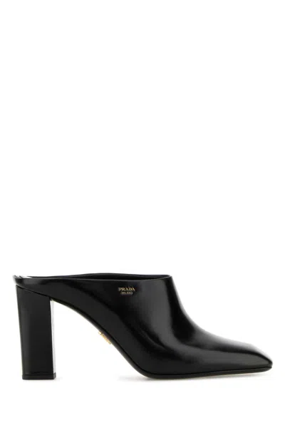 Prada Black Leather Heels