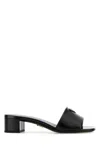 Prada Leather Mules With Block Heel And Embellished Detail In Black