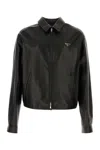Prada Leather Zipper Jacket Clothing In Black