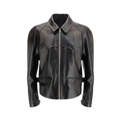 Prada Nappa Leather Jacket In Black