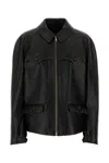 Prada Black Leather Jacket In Black
