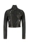Prada Women Leather Jacket In Nero