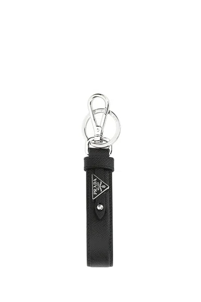 Prada Black Leather Key Ring