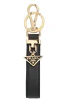 Prada Black Leather Key Ring In Black