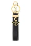 Prada Black Leather Key Ring In Black