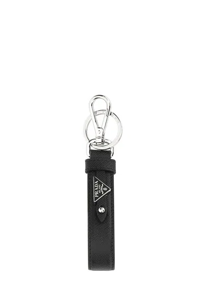 Prada Black Leather Key Ring