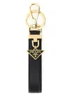 Prada Saffiano Leather Key Ring In Nero