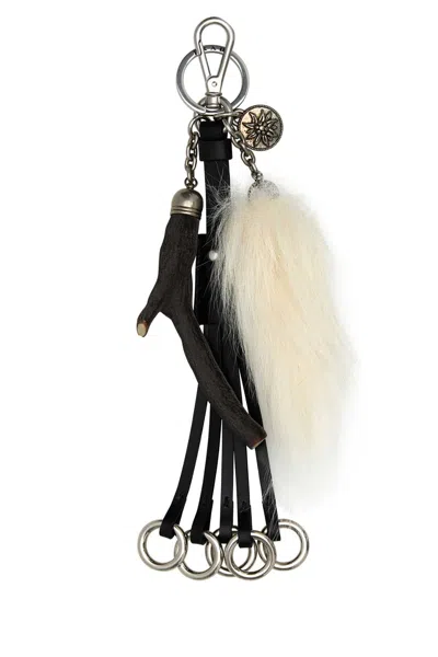 PRADA PRADA BLACK LEATHER KEY RING