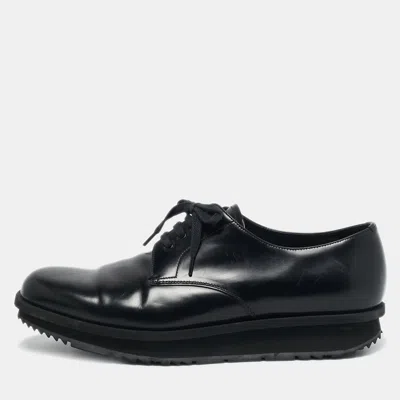 Pre-owned Prada Black Leather Lace Up Derby Size 43