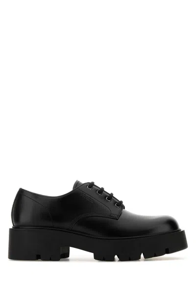 PRADA PRADA BLACK LEATHER LACE-UP SHOES