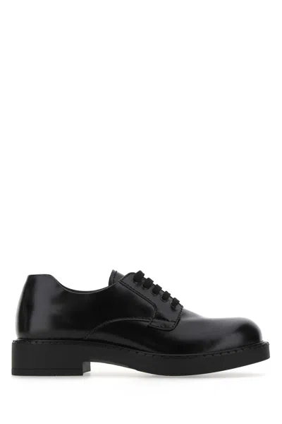 PRADA PRADA BLACK LEATHER LACE-UP SHOES