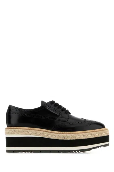 Prada Black Leather Lace-up Shoes