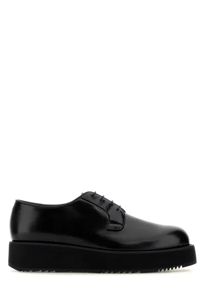 PRADA BLACK LEATHER LACE-UP SHOES