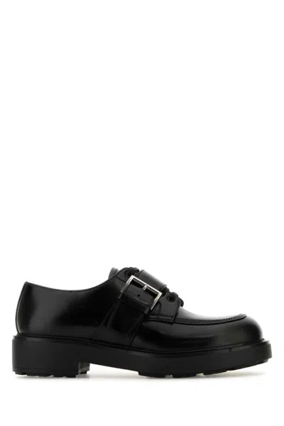 PRADA BLACK LEATHER LACE-UP SHOES