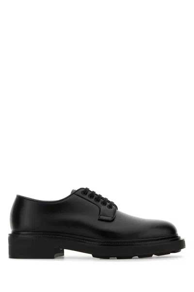Prada Brushed Leather Lace-up Shoes Lace Up Shoes Black