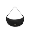 Prada Large Crescent Leather Crossbody Handbag In Black