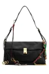 Prada Women Black Leather Large  Soft Sound Shoulder Bag In Nero