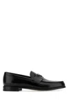Prada Black Leather Loafers In Black