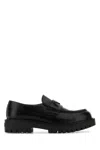 Prada Polished Black Leather Loafers With Chunky Rubber Sole In Black