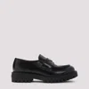Prada Polished Black Leather Loafers With Chunky Rubber Sole In Black