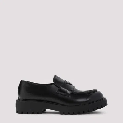 PRADA BLACK LEATHER LOAFERS