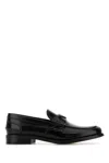 Prada Crocodile-embossed Leather Loafers In Black