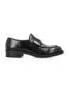 Prada Black Brushed Calf Leather Loafers In Black