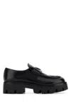 Prada Brushed Leather Loafers In Black