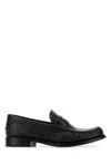 Prada Dark Brown Leather Loafers In Black