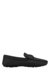 Prada Leather Loafers With Round Toe And Rubber Sole In Black