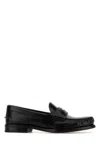 Prada Black Leather Loafers In Black