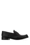 Prada Black Leather Loafers In Black